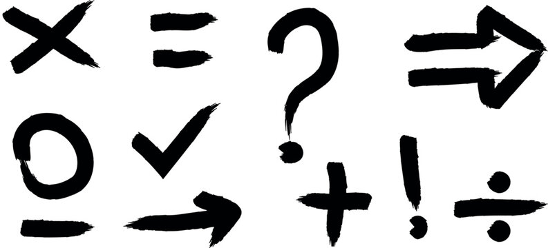 A collection of mathematical and logical symbols written in a handwriting style