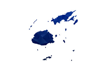 Fototapeta premium Fiji Map - Polygon Style Vector Illustration in Dark Blue Gradient, Low Poly Geometric Design, Isolated on White Background for Infographics and Education.