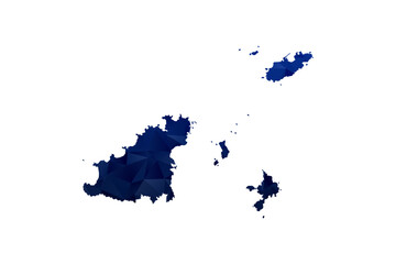 Fototapeta premium Guernsey Map - Polygon Style Vector Illustration in Dark Blue Gradient, Low Poly Geometric Design, Isolated on White Background for Infographics and Education.