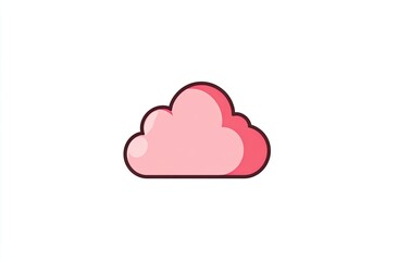 A single, puffy, pink cloud with a dark outline, isolated on white