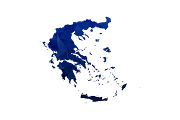 Obraz premium Greece Map - Polygon Style Vector Illustration in Dark Blue Gradient, Low Poly Geometric Design, Isolated on White Background for Infographics and Education.