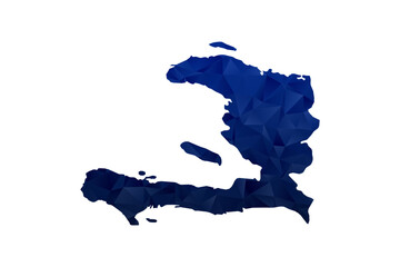 Fototapeta premium Haiti Map - Polygon Style Vector Illustration in Dark Blue Gradient, Low Poly Geometric Design, Isolated on White Background for Infographics and Education.