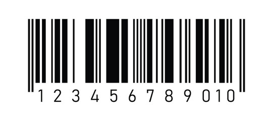 Black Retail Barcode with Numbers on transparent  Background
