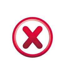 Obraz premium A bold, red 'X' symbol inside a thick, bright red circle
