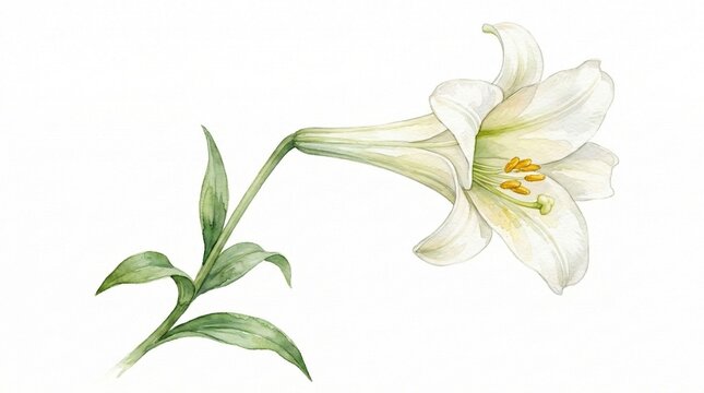 A delicate depiction of a beautiful Easter lily in full bloom