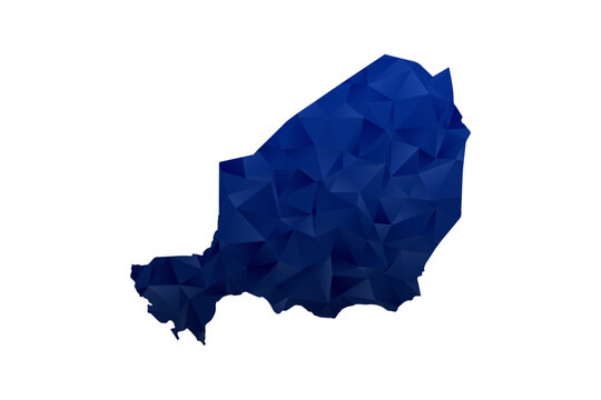 Niger Map - Polygon Style Vector Illustration in Dark Blue Gradient, Low Poly Geometric Design, Isolated on White Background for Infographics and Education.