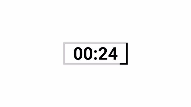 30-second countdown animation with transparent background, countdown timer from 30 seconds to 0 seconds, thirty countdown timers with alpha channel in 4k.
