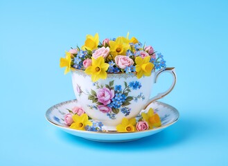 Elegant Floral Teacup Arrangement for Spring Home Decor Inspiration