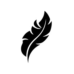 Single Feather or Fern Leaf Silhouette Botanical Vector