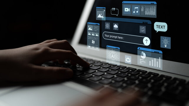 Prompt driven AI interface enabling text, image vision, audio and media video data neural asset and tool in smart creation chat workspace edit. Future NLP AI native visual reasoning omni model. Corpus