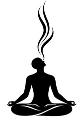 Minimalist Meditation Silhouette with Visible Breath Lines for Pranayama and Breathwork Concept

