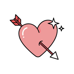  Sparkling Pink Heart Pierced by Cupid's Arrow