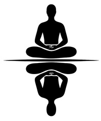 Minimalist Meditation Silhouette with Water Reflection for Self Awareness and Introspection

