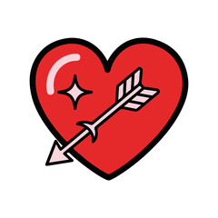 Red Heart with Arrow and Sparkle Icon