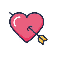 Pink Heart Pierced by Cupid's Arrow Icon