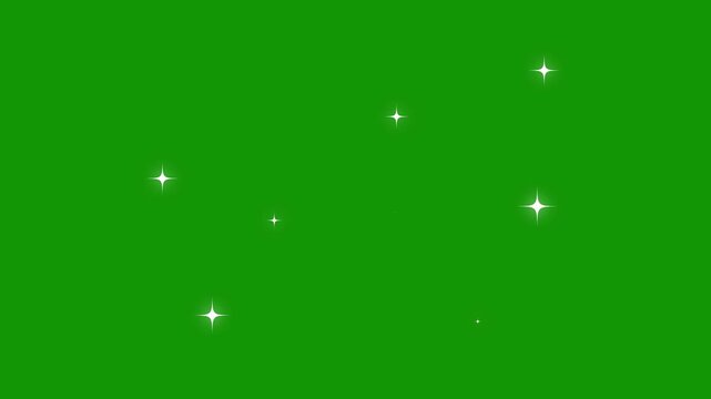 Shiny glowing stars fairy twinkle animation, sparkling particles trail, glittering lines motion, green screen overlay effect 4K video