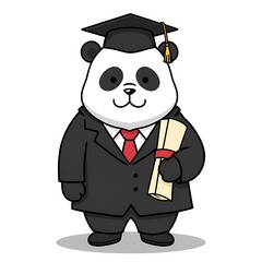 卒業式パンダ：線画の可愛らしさ