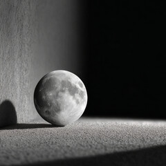 Realistic moon model casting shadow on concrete surface