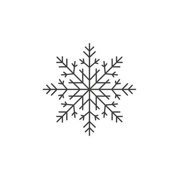 Symmetrical winter snowflake flat illustration isolated on white