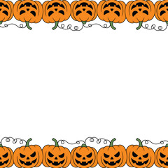 A festive border of jack o lanterns with vines perfect for halloween designs © firoj