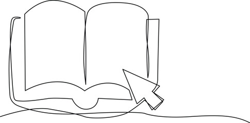 An open book with a pointing arrow indicating a specific page Vector
