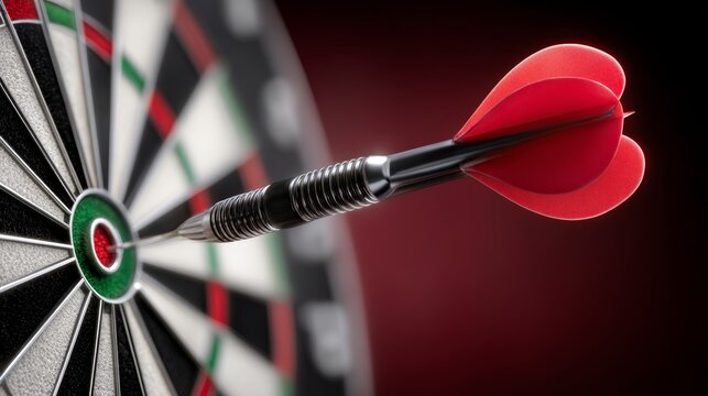 A red dart is flying towards a target. Concept of excitement and anticipation as the player aims to hit the bullseye