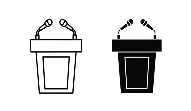 Two podiums with microphones on top for public speaking events and conferences