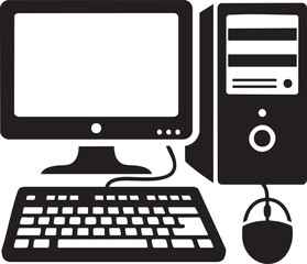 Fototapeta premium Computer workstation with monitor keyboard and mouse setup on a desk viewed from the front