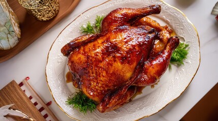 Fuliji Roast Chicken (符离集烧鸡), whole Chinese braised roast chicken, glossy golden brown skin, tender and juicy texture, seasoned with star anise, cinnamon, cloves, ginger, and soy sauce