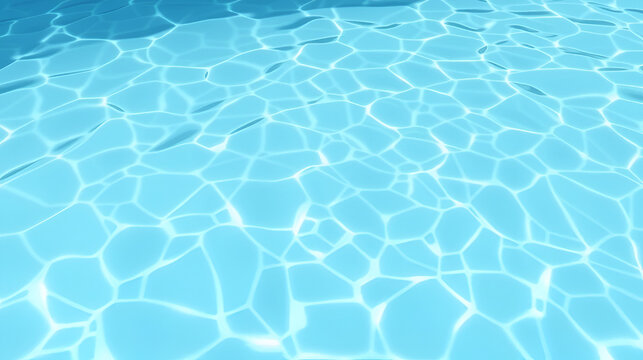 Water caustic backgoround. Pure, clean blue water in the pool. Seamless Loop-able 3D 4K Animation.