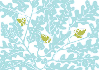 Background of oak leaves and acorns © Mendilar