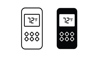 Black and white thermostat remote controls with temperature display on screen © ARSM D