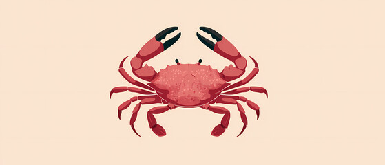 Obraz premium Minimalist flat icon of a crab performing a pose on a plain background animal nature illustration