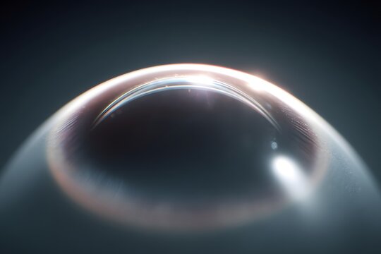 Macro shot captures a detailed view of a human eye, revealing the cornea and iris in sharp focus