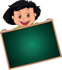 Girl holding cardboard poster