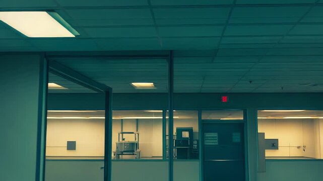 Sterile laboratory facility features an empty clean room, ready for scientific research, pharmaceutical development, or clinical analysis, emphasizing precision and controlled conditions