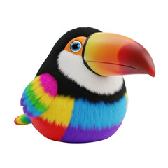 Obraz premium Colorful pixel art of a tropical bird with a vibrant beak and plumage