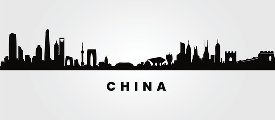 Fototapeta premium China city skyline silhouette vector art 