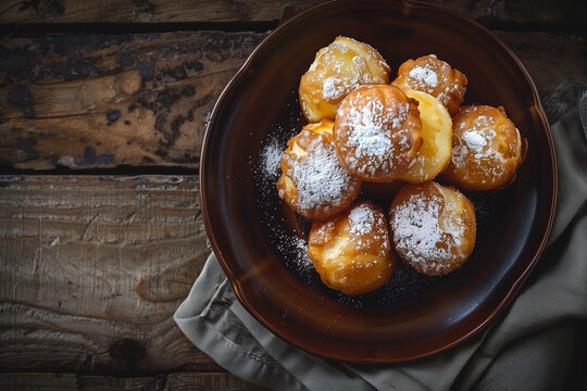zeppola frittelle pastry on table top view