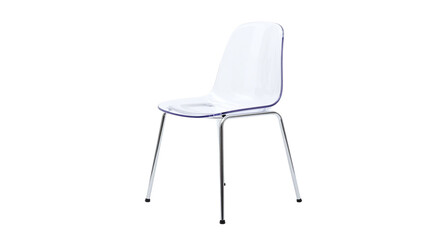 Modern transparent chair isolated on white background, minimalist design for contemporary interior decor