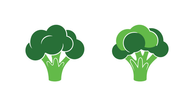 Two stylized broccoli florets with green stems a simple illustration