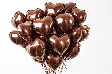 brown color metallic balloons inflatable festival in form hearts