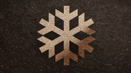 Obraz premium A geometric, abstract snowflake design with textured brown and beige tones on a dark background