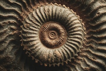 Ancient Fossil: A Detailed View of an Ammonite Shell