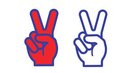 Obraz premium Two hands displaying the peace sign in contrasting colors