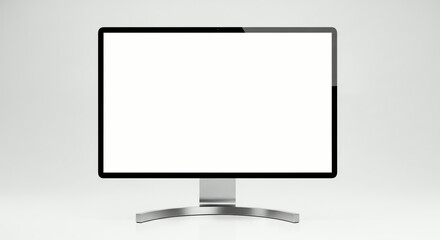 Modern computer monitor with blank white screen on a clean studio background