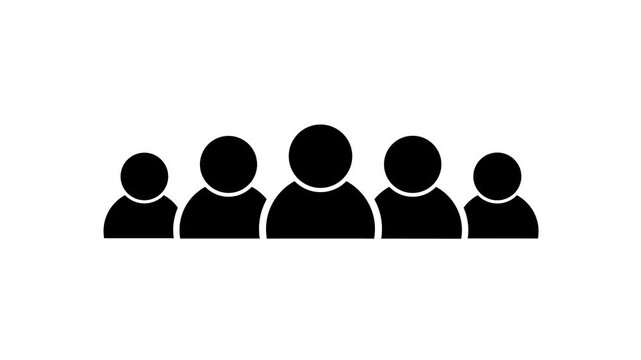 Simple abstract group of people graphic animation. Alpha channel. on white background motion design. 4K resolution.