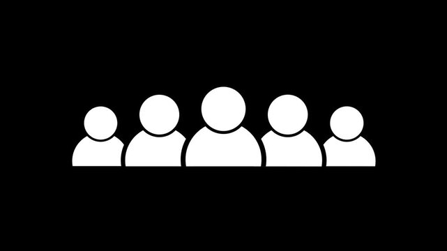 Simple abstract group of people graphic animation. Alpha channel. Transparent background motion design. 4K resolution.