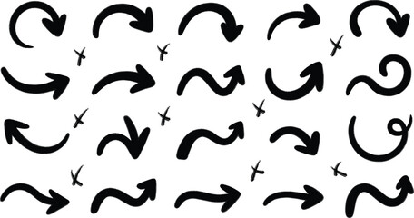 Collection of hand drawn black arrows on white background © Universal Icons Lab