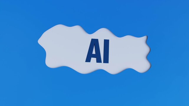 4K 3D Animation of Artificial Intelligence AI Text on Modern Blue Technology Background